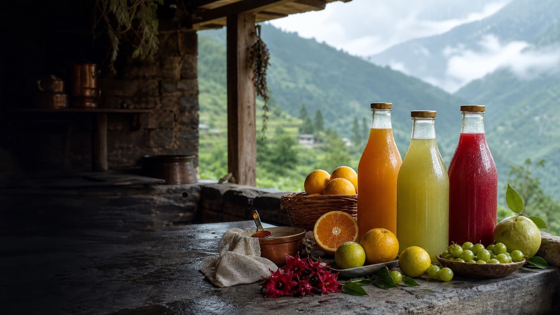 Small-batch seasonal mountain juices made with local fruit